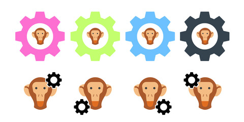 Monkey, animal, nature vector icon in gear set illustration for ui and ux, website or mobile application