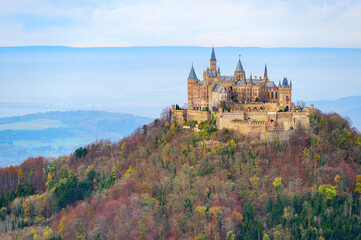 Hohenzollern castle in the Black Forest mountains, Germany