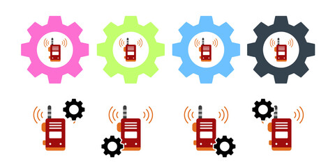 Radio, frequency vector icon in gear set illustration for ui and ux, website or mobile application