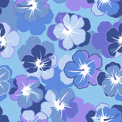 Hibiscus flowers seamless pattern background.