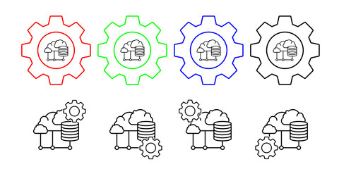 Cloud computing vector icon in gear set illustration for ui and ux, website or mobile application