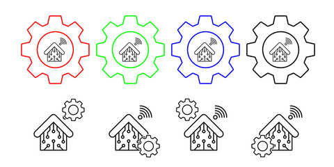 Home connection demotics vector icon in gear set illustration for ui and ux, website or mobile application