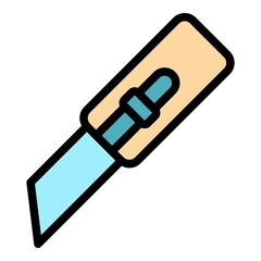 Cutter icon. Outline cutter vector icon color flat isolated