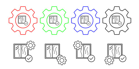 Air pollution, close, window vector icon in gear set illustration for ui and ux, website or mobile application