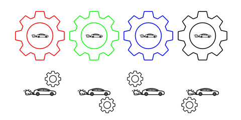 Air pollution, car vector icon in gear set illustration for ui and ux, website or mobile application