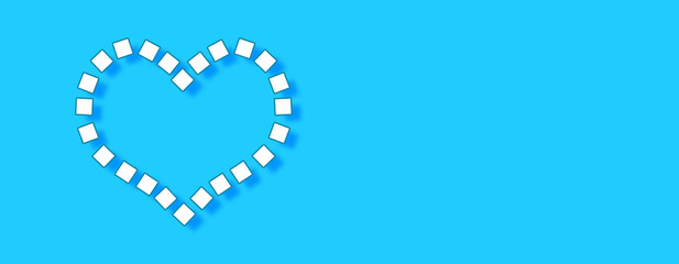 Heart Concept on blue background. Horizontal web banner with copy space, template.