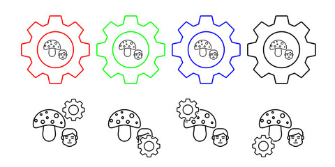 Mushroom, allergic vector icon in gear set illustration for ui and ux, website or mobile application