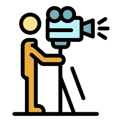 Cameraman icon. Outline cameraman vector icon color flat isolated