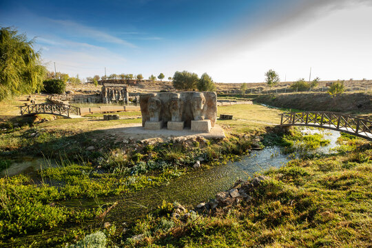 The Hittite spring sanctuary of Eflatun Pinar lies about 100 kilometres west of Konya close to the lake of Beysehir in a hilly, quite arid landscape.