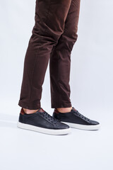Men's comfortable shoes with natural material, men's sneakers in the style of casual for every day made with natural leather