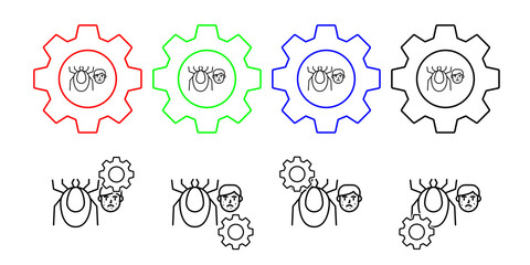 Mite, allergic face vector icon in gear set illustration for ui and ux, website or mobile application