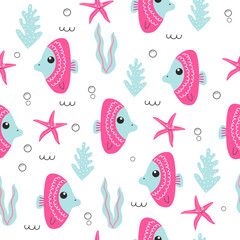 sea life -  seamless pattern for kids