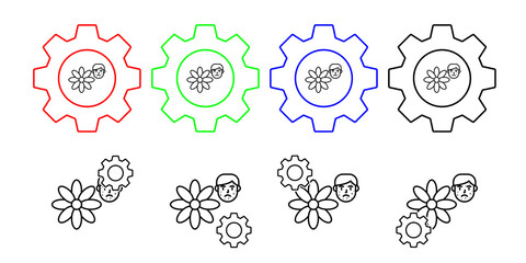 Flower, allergic face vector icon in gear set illustration for ui and ux, website or mobile application
