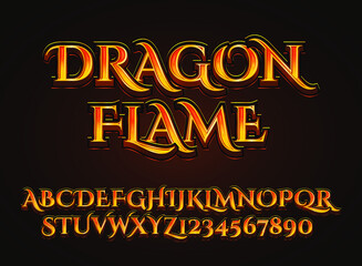 fantasy gold dragon flame text effect - obrazy, fototapety, plakaty