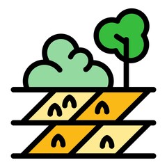 Landscape garden designer icon. Outline landscape garden designer vector icon color flat isolated