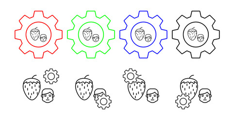 Strawberry, allergic face vector icon in gear set illustration for ui and ux, website or mobile application