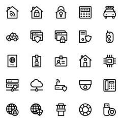 Outline icons for crime and security.