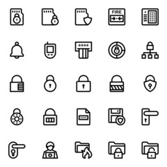 Outline icons for crime and security.