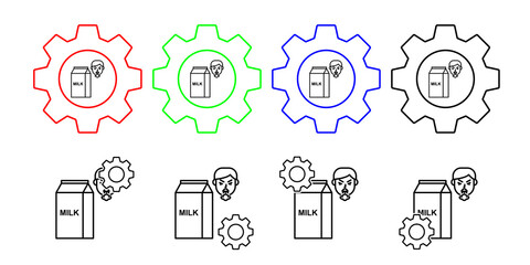 Milk, allergic face vector icon in gear set illustration for ui and ux, website or mobile application