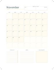 Beige Monthly November 2021 Planner