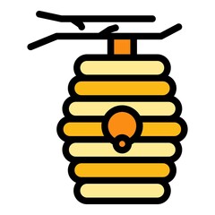 Tree bee hive icon. Outline tree bee hive vector icon color flat isolated
