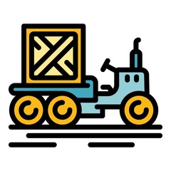 Farm tractor icon. Outline farm tractor vector icon color flat isolated