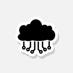 Cloud storage sticker icon isolated on white background