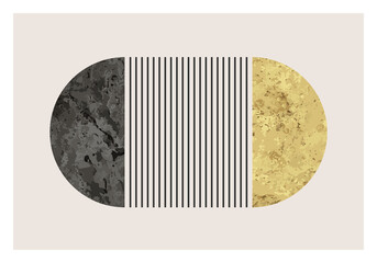 Minimal 20s geometric design poster, vector template with primitive shapes