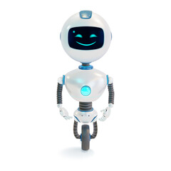 Cartoon Cute White Robot Character Mascot Isolated on a Background. Vector illustration of Technology Machine Support Service