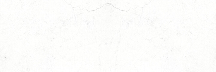 Surface texture of white concrete wall, cement pattern with cracks background with space to copy, panoramic view
