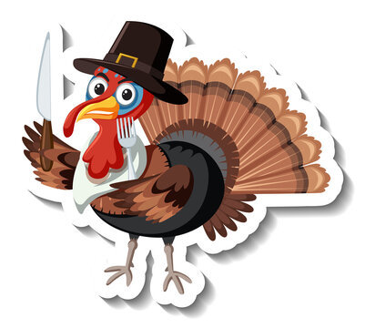 Isolated turkey sticker on white background