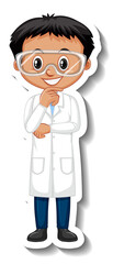 Scientist boy cartoon character sticker