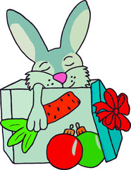 Cute bunny with carrot. Rabbit cartoon vector collection. Flat Cartoon Style. Vector Icon Illustration.