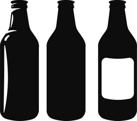 three icons of beer bottles