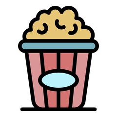 Popcorn icon. Outline popcorn vector icon color flat isolated