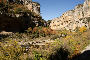 autumn landscape in a canyon in foz de lumbier