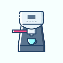 Coffee machine colored icon. Household and kitchen electronic appliances icons. Vector stylish outline illustrations on light background.