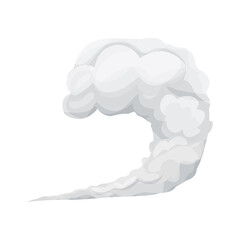 Smoke dust explosion in cartoon style isolated on white background. Frame, game asset. Abstract gray cloud, gas, motion element. 