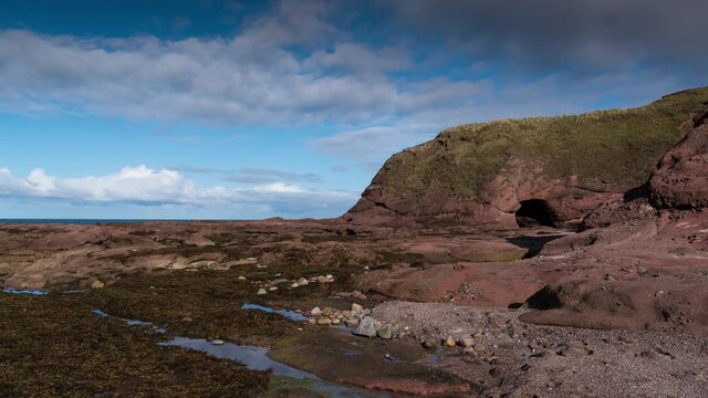 Fraserburgh, Scotland, UK, Beach Area Time Lapse.  The Broch or Faithlie is a town in Aberdeenshire, Scotland 