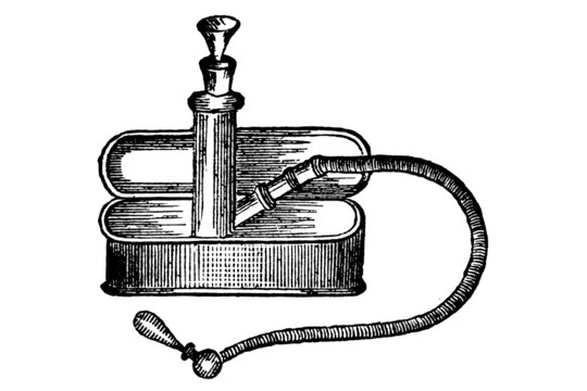 Enema Pump – 1897 Original Vintage Engraved Illustration