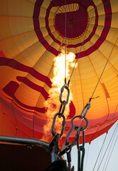 Joure, The Netherlands on July 19, 2021: Inside of a hot air balloon. Ballooning is a growing business in the Netherlands.