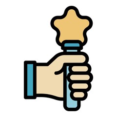 Develop magic stick icon. Outline develop magic stick vector icon color flat isolated