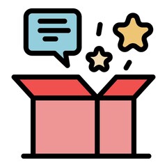 Gift manager box icon. Outline gift manager box vector icon color flat isolated