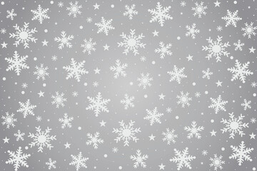 Christmas silver background with snowflakes symbols.