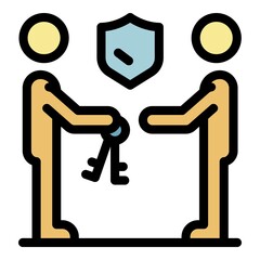 Advertising agent team icon. Outline advertising agent team vector icon color flat isolated