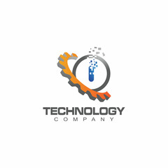 Technology logo template vector illustration