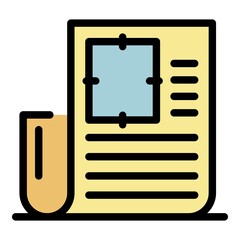 Advertising paper target icon. Outline advertising paper target vector icon color flat isolated