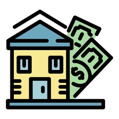 House selling icon. Outline house selling vector icon color flat isolated