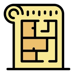 Advertising house plan icon. Outline advertising house plan vector icon color flat isolated