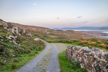 The coastal single track road between Meenacross and Crohy Head south of Dungloe, County Donegal - Ireland